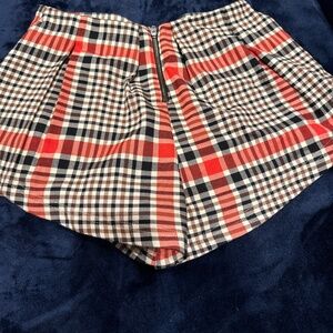 Plaid front zip shorts
